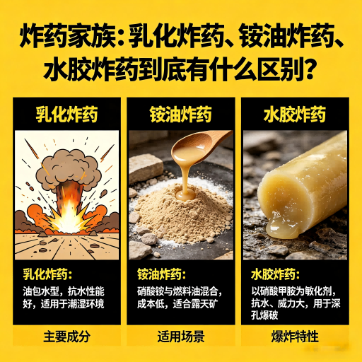 路北炸药家族：乳化炸药、铵油炸药、水胶炸药到底有什么区别？